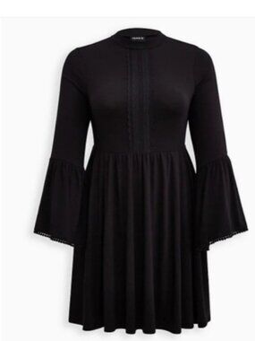 torrid Black Long-Sleeve Turtleneck Swing Dress